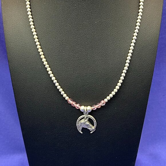 Sterling Silver Equestrian/Horse/Horseshoe Choker Necklace - Picture 7 of 11